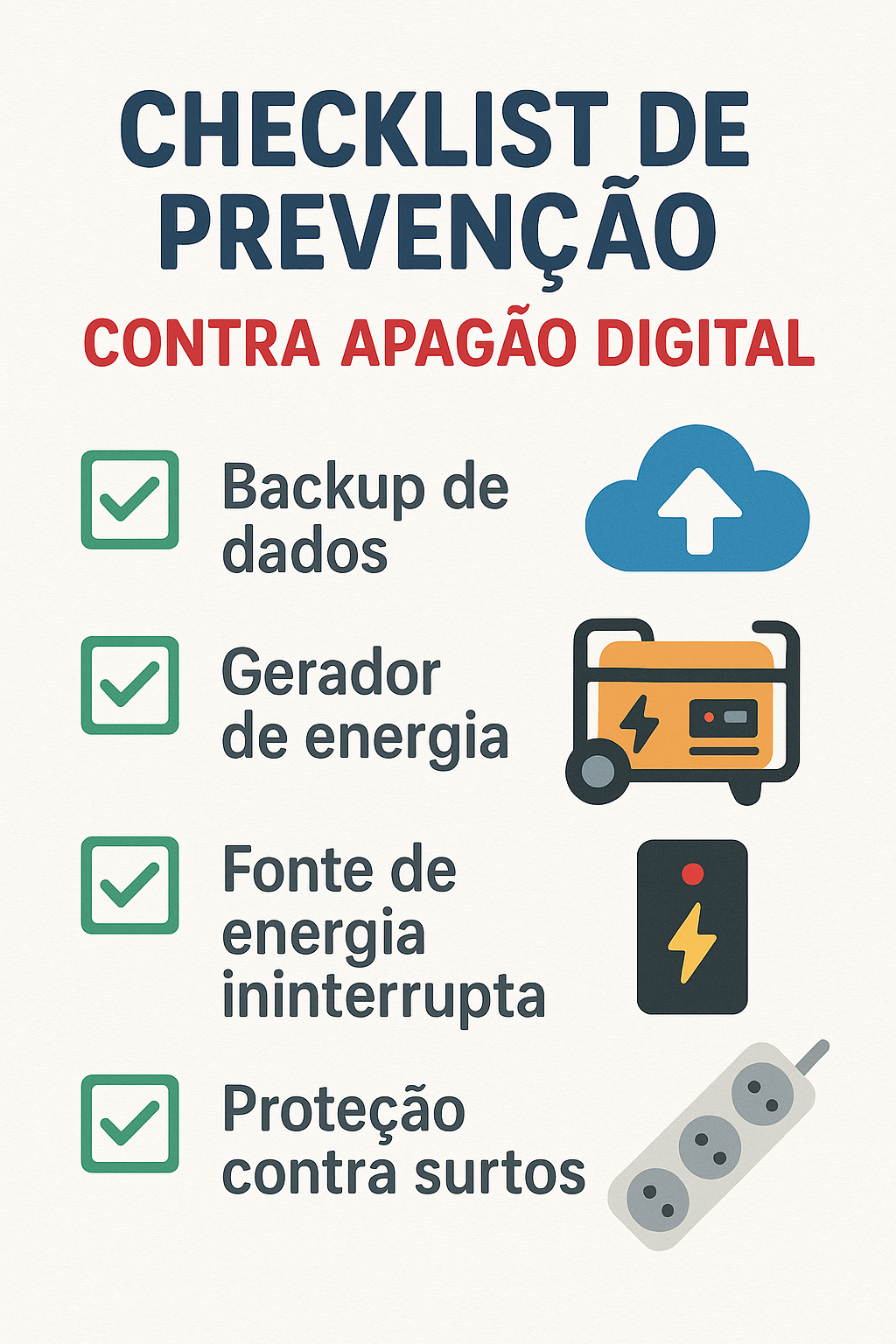Checklist de prevenção contra apagão digital